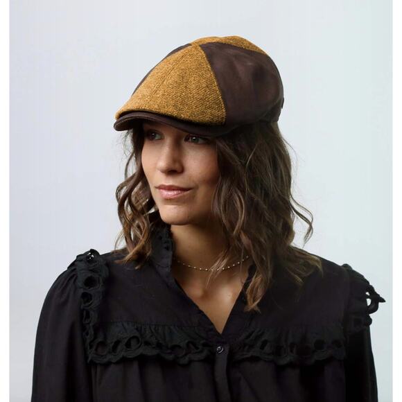 Aurega Taranto C. Shetland Ivy Flat Cap Hat 57 CM Unisex 7 1/8 Brown Wool